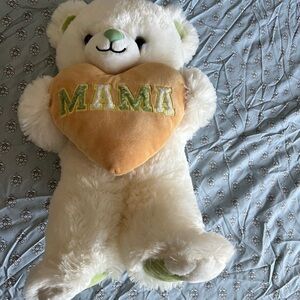 Squishmallows White and Green Bear with Orange Heart